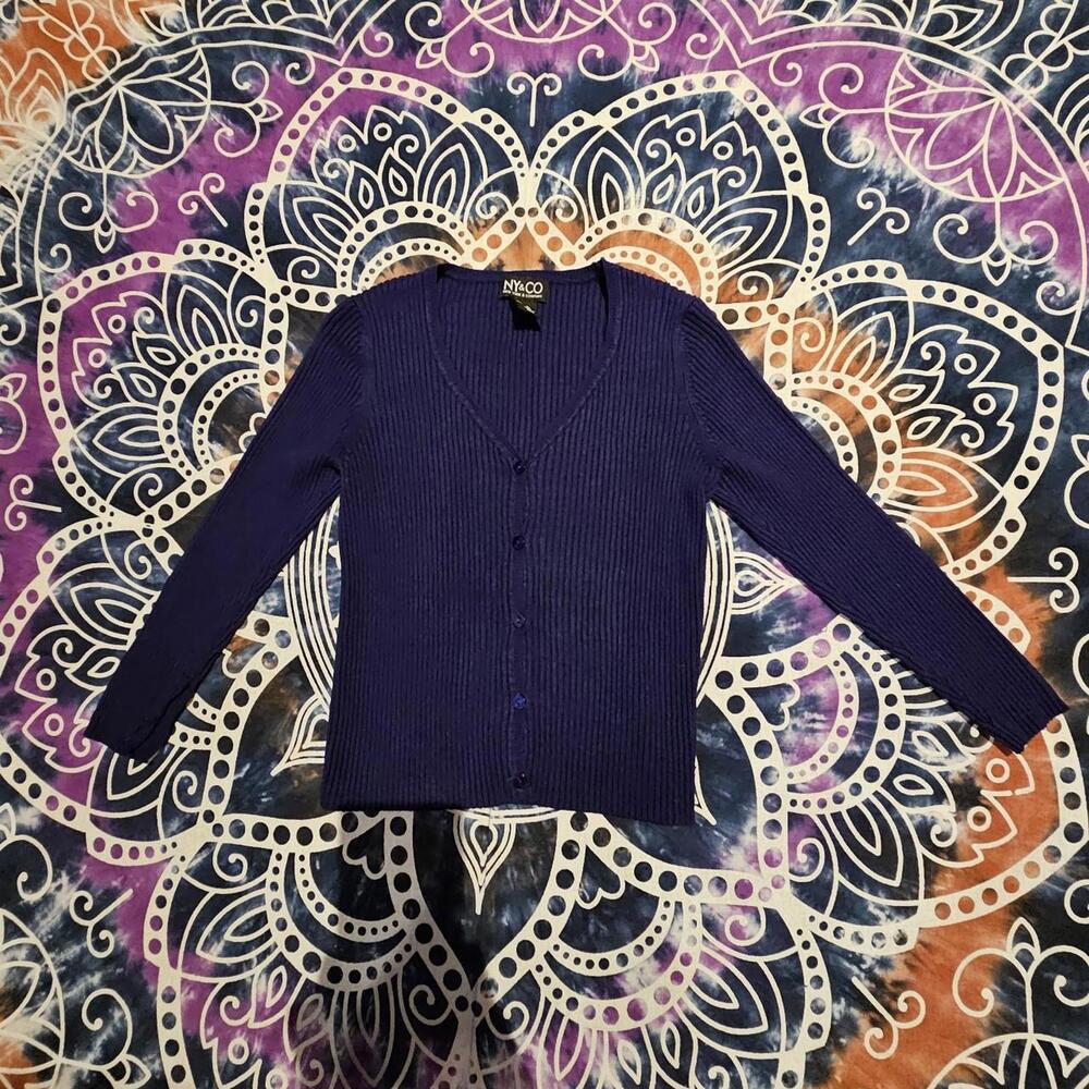 New York & Company Women's Purple Cardigan